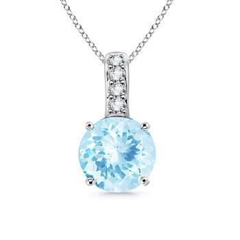 13.50 ct. pendentif aigue-marine et diamants taille brillant or blanc