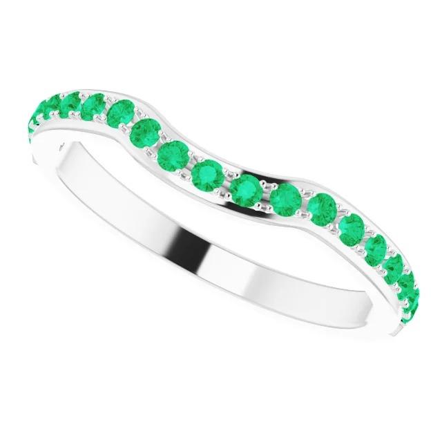 1.90 carats serti de griffes bande d'émeraude verte colombienne femmes bijoux - HarryChadEnt.FR