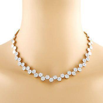 21.00 ct petit collier dame diamants taille brillant or blanc 14K - HarryChadEnt.FR