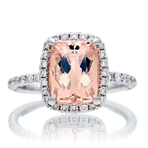 25.25 carats morganite et diamants alliance or blanc 14k