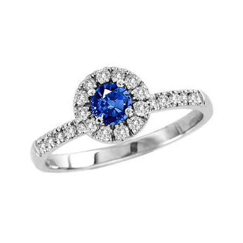 2.10 Carats Sri Lanka Saphir Et Bague Diamant Or Blanc 14K - HarryChadEnt.FR