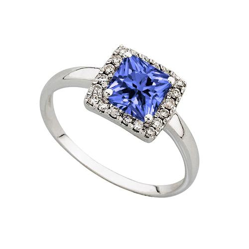 2.15 carats serti de griffes tanzanite et alliance de diamants or blanc 14K - HarryChadEnt.FR
