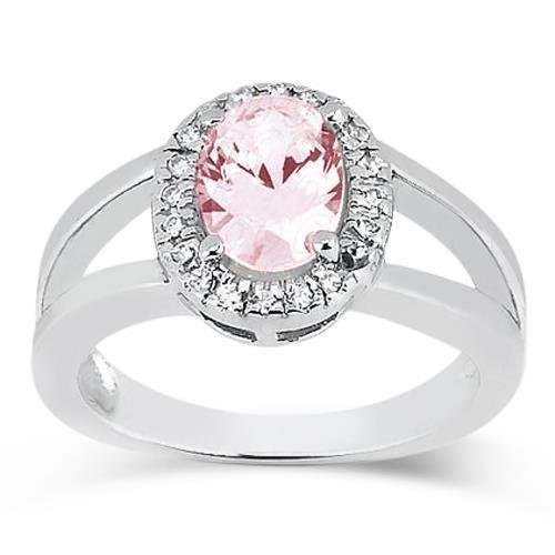 2.16 cts. Bague de mariage ovale avec saphir central rose - HarryChadEnt.FR