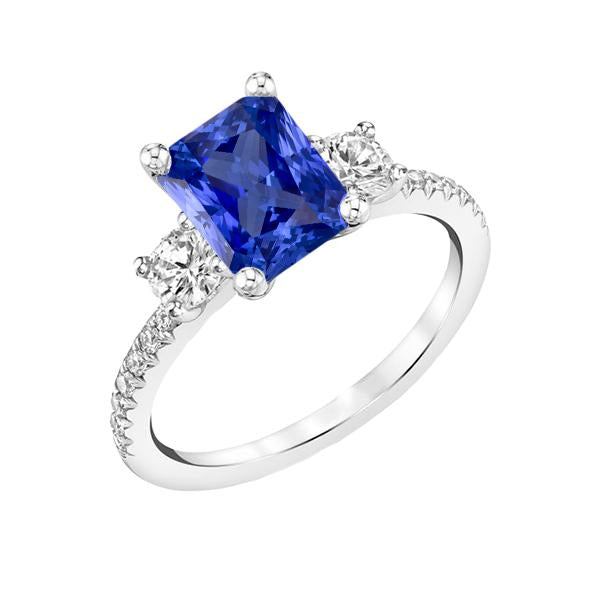 2.50 carats alliance diamant forme radiante saphir avec accents