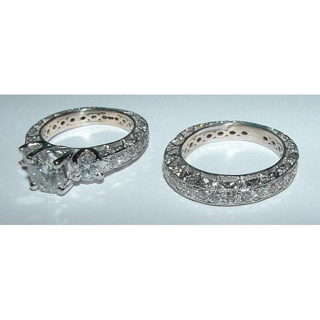 2.51 carats en filigrane style antique 3 pierre diamant bague de fiançailles - HarryChadEnt.FR