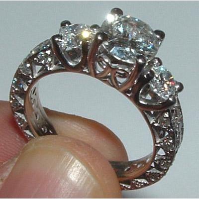 2.51 carats en filigrane style antique 3 pierre diamant bague de fiançailles - HarryChadEnt.FR