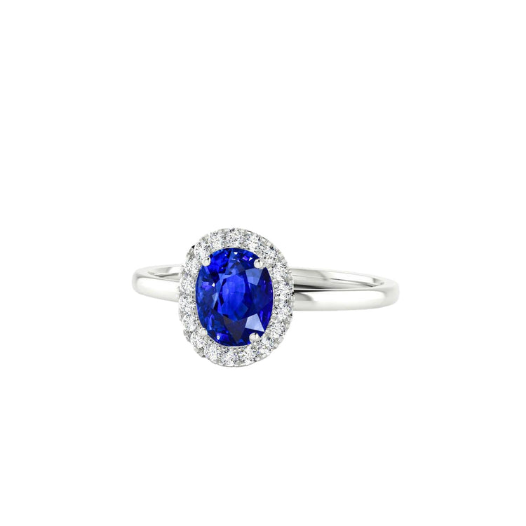 2.60 Carats Saphir Avec Diamant Bague Or Blanc 14K - HarryChadEnt.FR