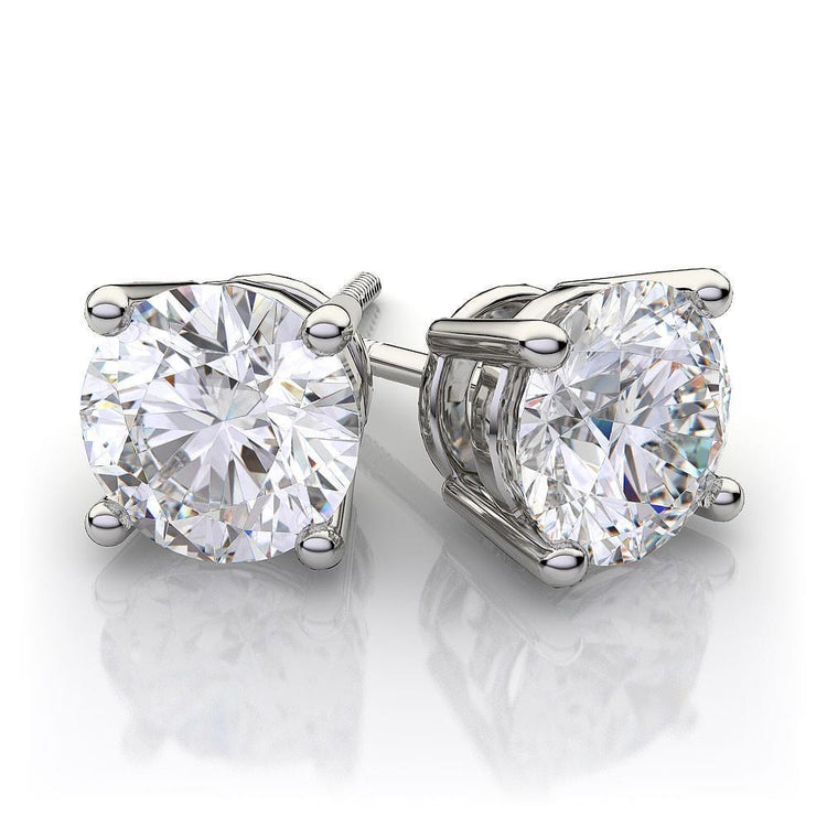 2.70 ct. Boucle d'oreille ronde solitaire diamant dame or blanc 14K - HarryChadEnt.FR