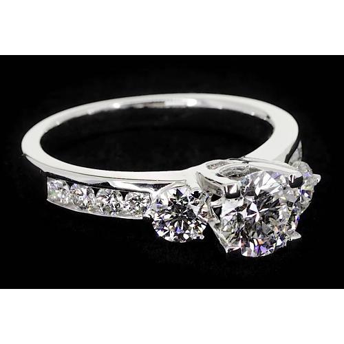 2.75 carats bague à trois pierres sertie de bijoux en diamant rond