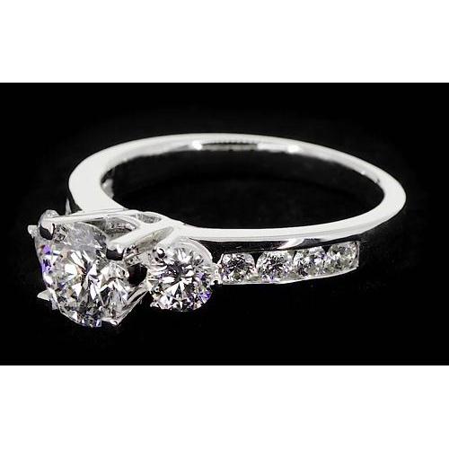 2.75 carats bague à trois pierres sertie de bijoux en diamant rond