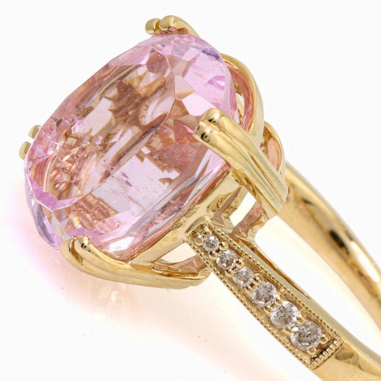 37.65 ct. Alliance Grosse Kunzite Avec Petits Diamants Or Jaune - HarryChadEnt.FR