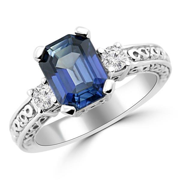 3.15 carats sri lanka saphir & diamant alliance or blanc 14k
