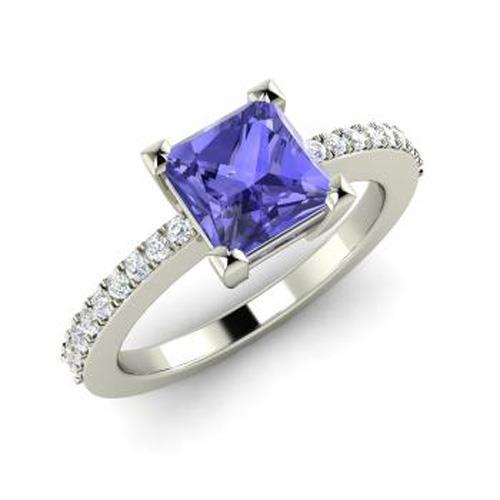 3.40 Carats Alliance Tanzanite Et Diamants Or Blanc 14K - HarryChadEnt.FR