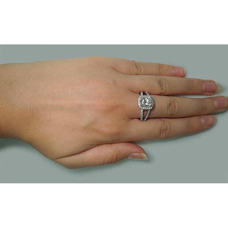 3.50 Carats Coussin Diamant Solitaire Bague Split Tige Bijoux Nouveau - HarryChadEnt.FR