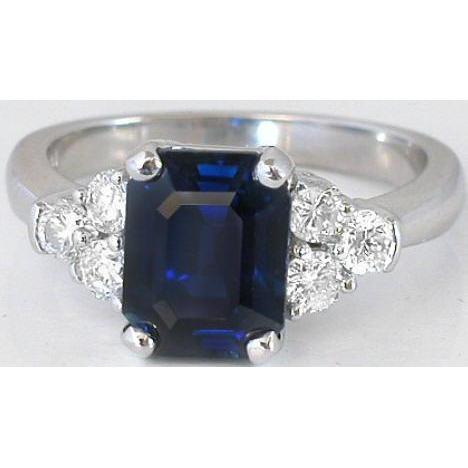 3.50 Carats Emeraude Sri Lanka Bague Diamant Saphir Or Blanc 14K - HarryChadEnt.FR