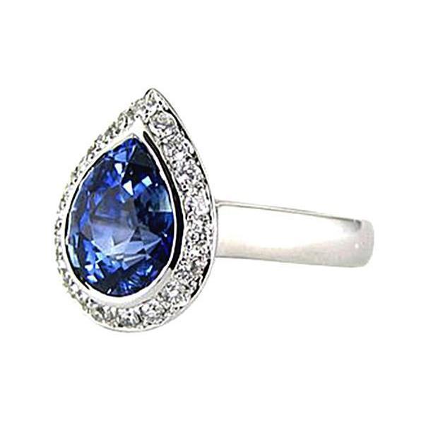 3.75 carats. Bague Diamants Halo Anniversaire Pierres Précieuses Or Blanc Nouveau - HarryChadEnt.FR