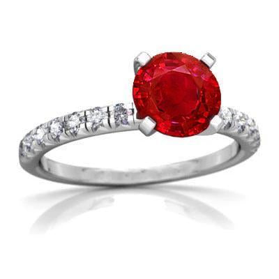 3.90 Carats Bague Rubis Et Diamants Or Blanc 14K Sertie De Griffes - HarryChadEnt.FR