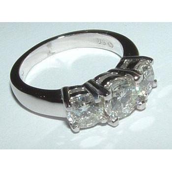 4.01 ct. Bague de fiançailles or blanc diamant trois pierres - HarryChadEnt.FR