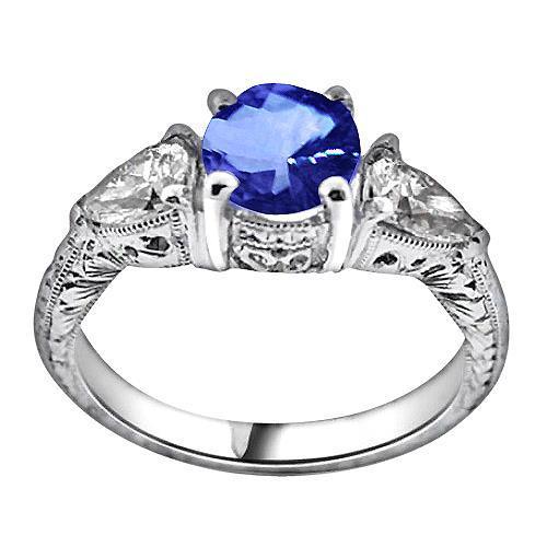 4.01 ct alliance sri lanka saphir trillion diamants 3 pierres