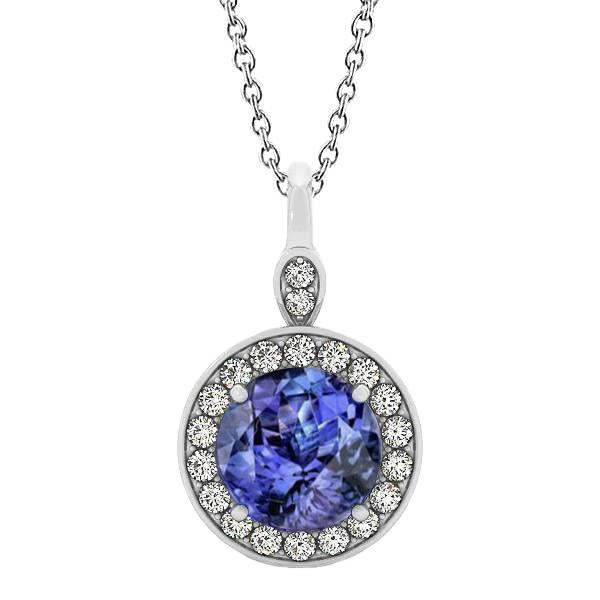 4.20 carats collier pendentif tanzanite taille brillant et diamants