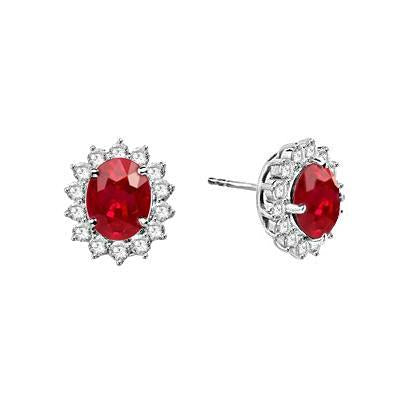 4.30 Carats Rubis Rouge Avec Boucles D'Oreilles Diamants Or 14K - HarryChadEnt.FR