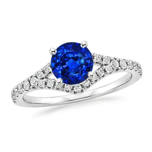 4.35 ct serti griffes ceylan saphir diamants bague or blanc - HarryChadEnt.FR