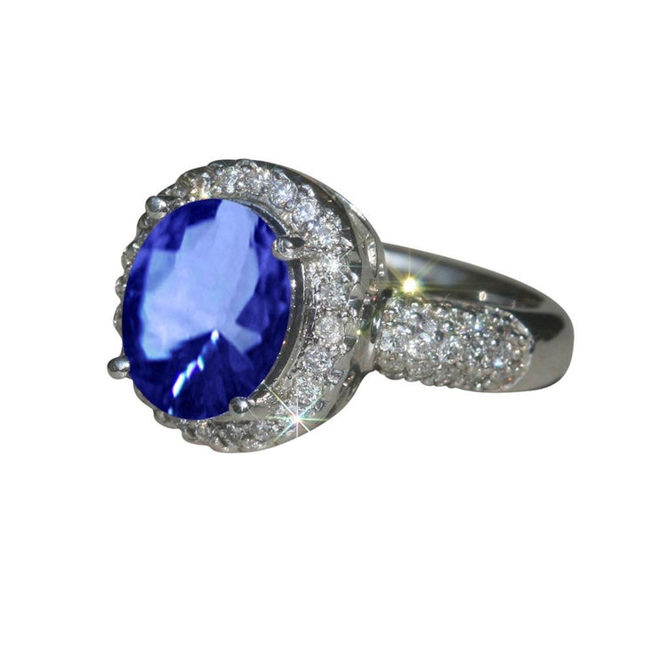 4.40 carat ceylan saphir pave diamants bague anniversaire solide wg 14k
