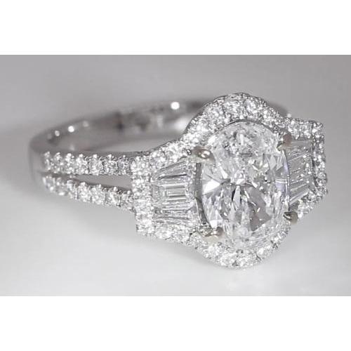 4.50 carats bague anniversaire diamant taille ovale tige fendue