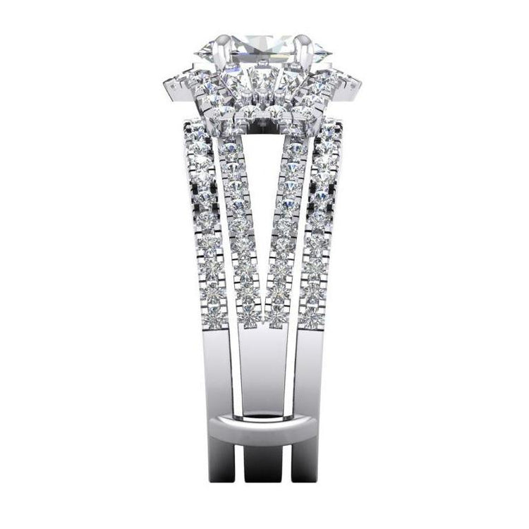 4.50 carats bague anniversaire diamant taille ovale tige fendue