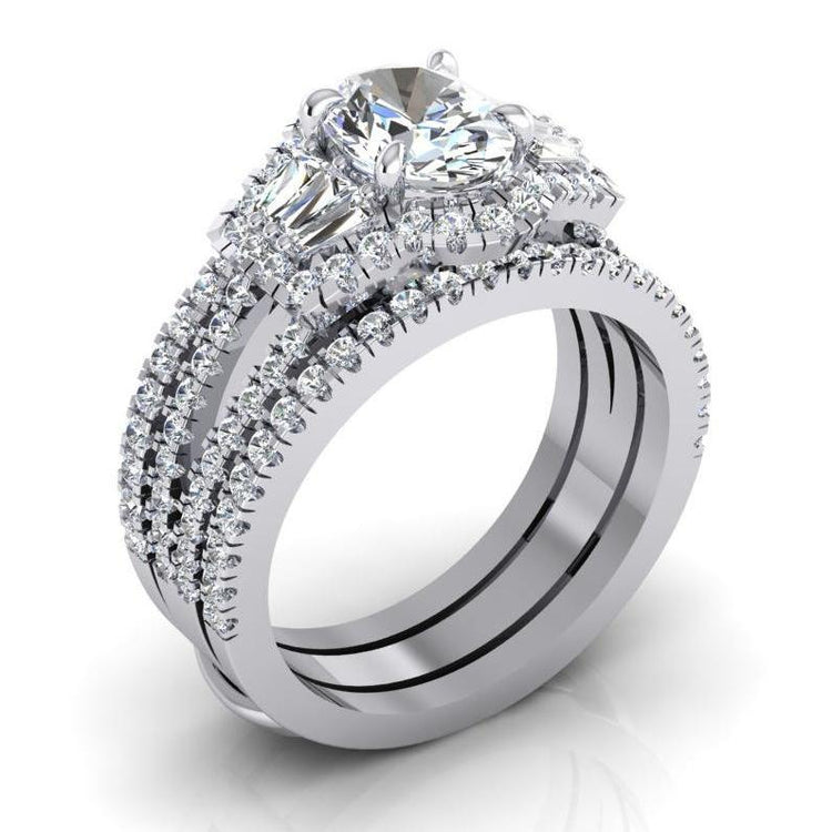 4.50 carats bague anniversaire diamant taille ovale tige fendue