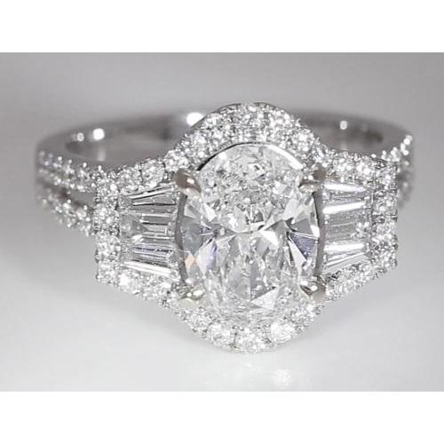 4.50 carats bague anniversaire diamant taille ovale tige fendue