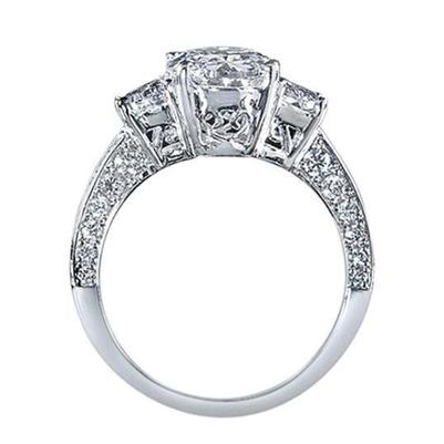 4.51 carats diamant ovale bague de fiançailles style trois pierres or blanc - HarryChadEnt.FR