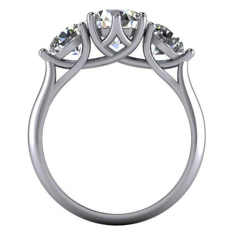 4.51 carats ronde 3 pierres diamant bague de fiançailles style treillis - HarryChadEnt.FR