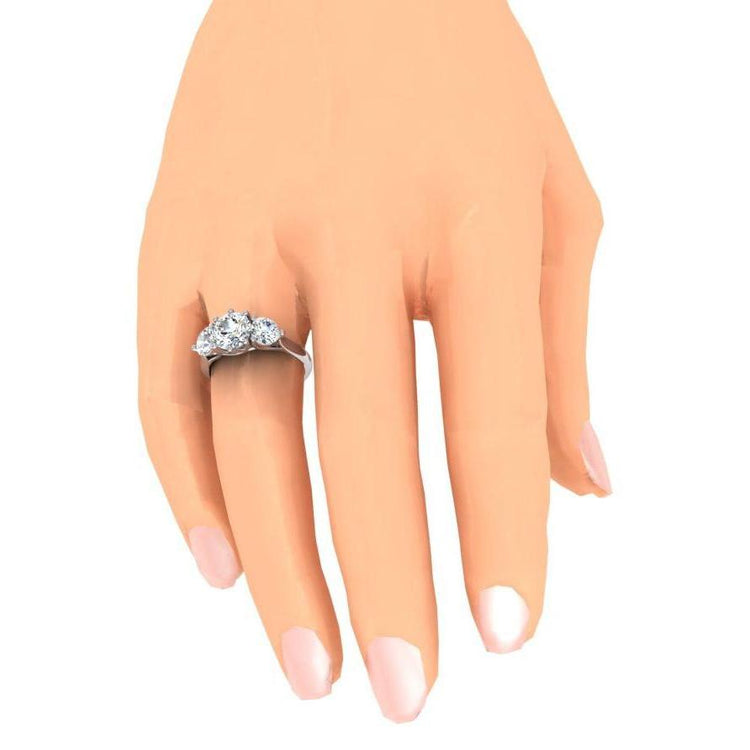4.51 carats ronde 3 pierres diamant bague de fiançailles style treillis - HarryChadEnt.FR