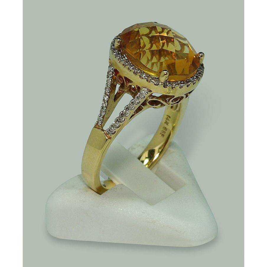 4.75 Carats Bague Citrine & Diamant Avec Accents Or Jaune 14K - HarryChadEnt.FR