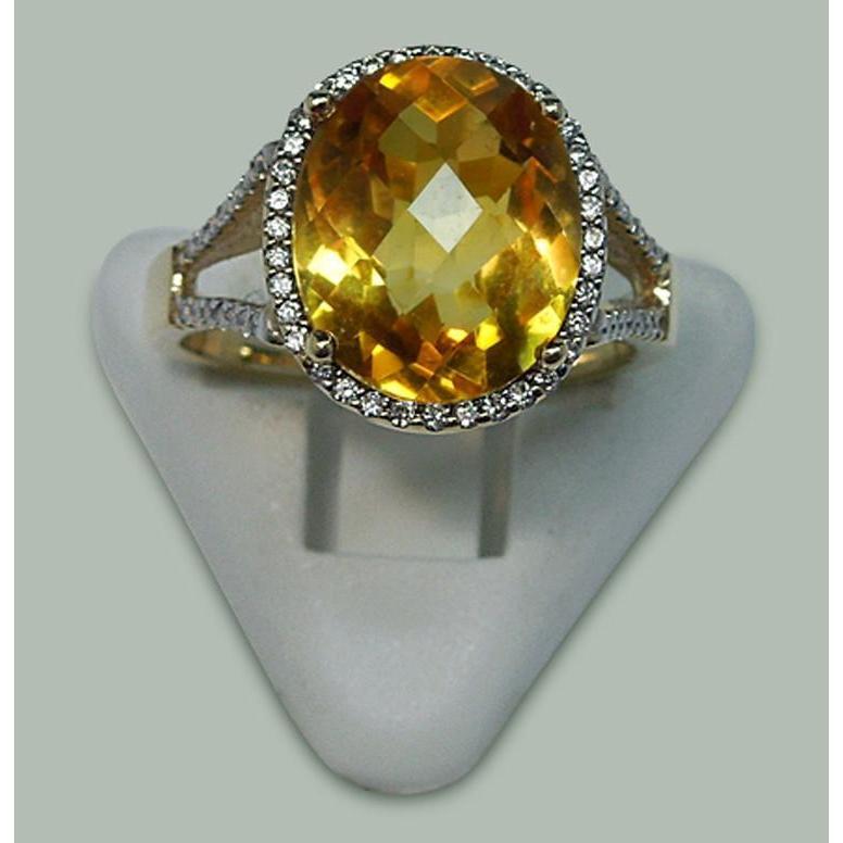 4.75 Carats Bague Citrine & Diamant Avec Accents Or Jaune 14K - HarryChadEnt.FR