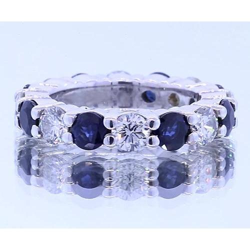 4.80 carats ronde eternity band bijoux bleu saphir or blanc 14k