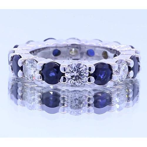 4.80 carats ronde eternity band bijoux bleu saphir or blanc 14k