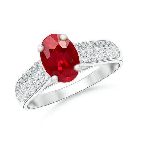 4.80 carats rubis avec diamants bague or blanc 14k