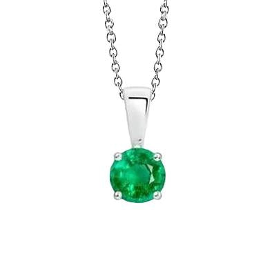 5 Carats Solitaire Vert Emeraude Pendentif Pierre Précieuse Or Blanc 14K - HarryChadEnt.FR