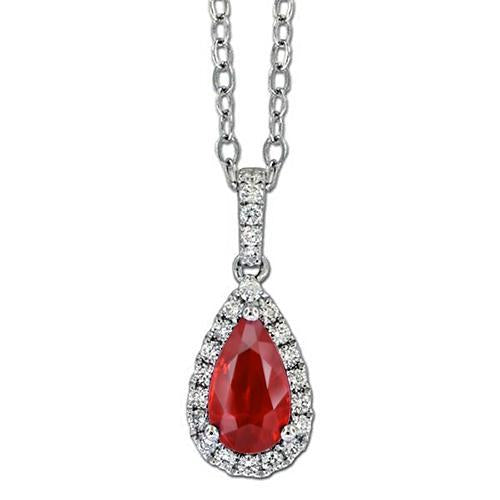 5,50 carats. Collier Pendentif Rubis Avec Diamants Or Blanc 14K - HarryChadEnt.FR