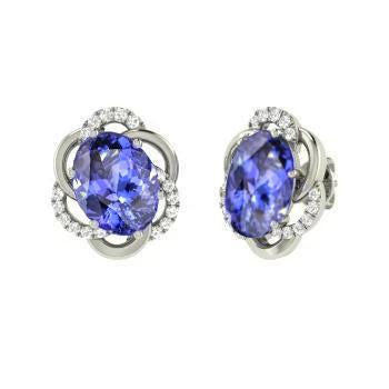 5.50 Carats Tanzanite Avec Diamants Boucles D'Oreilles Or Blanc 14K - HarryChadEnt.FR