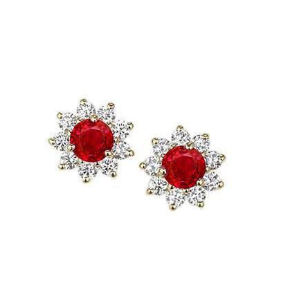 5.60 Carats Rubis Rouge Avec Boucles D'Oreilles Diamants Or 14K - HarryChadEnt.FR
