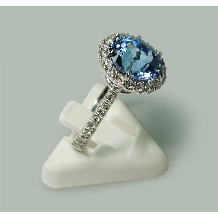 6 carats. Bague Solitaire Ronde Tanzanite & Diamants Avec Accents WG 14K - HarryChadEnt.FR