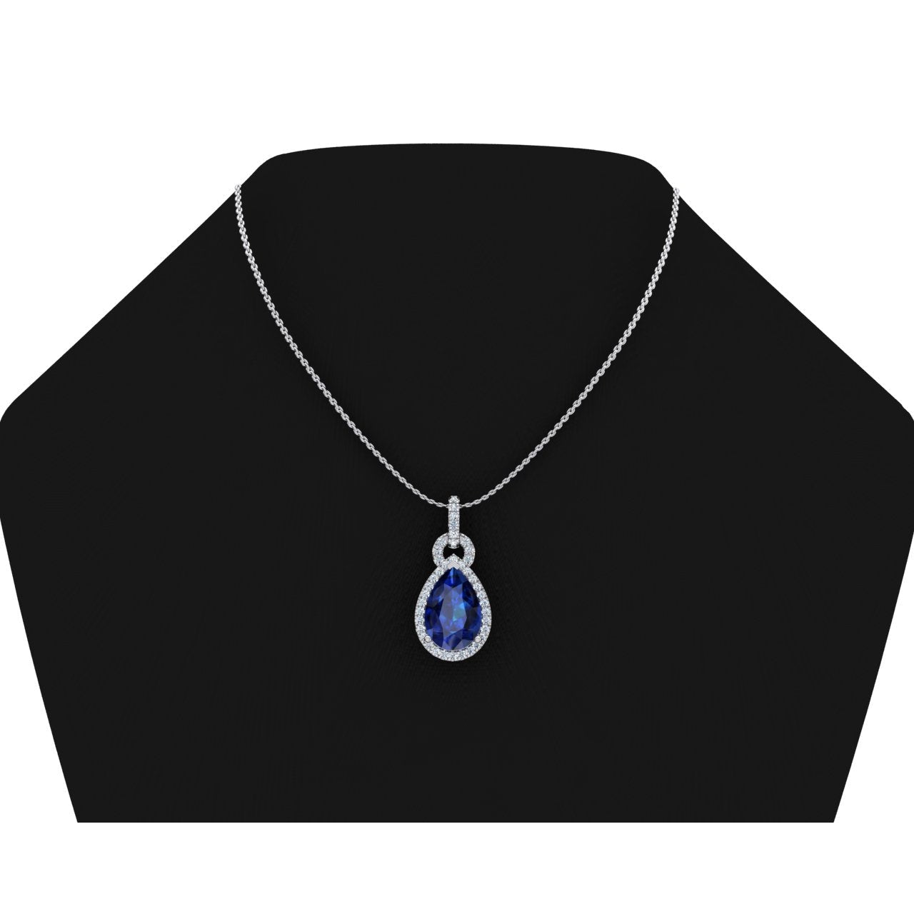 6.65 carats. Collier Pendentif 14K Poire Tanzanite Avec Diamants Ronds