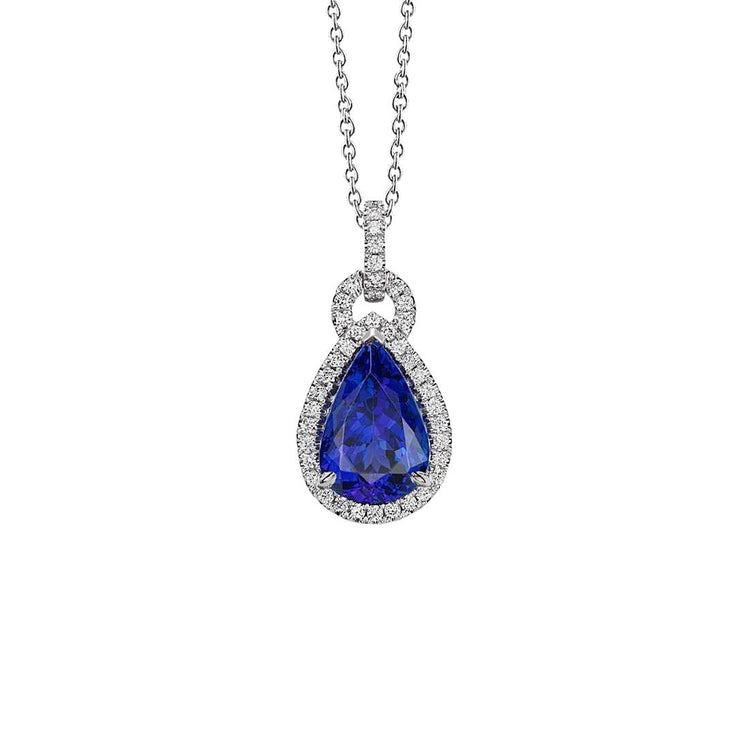 6.65 carats. Collier Pendentif 14K Poire Tanzanite Avec Diamants Ronds - HarryChadEnt.FR