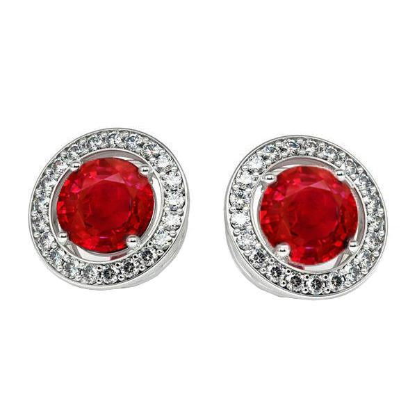 7.10 Carats Rubis Et Diamants Femmes Boucles D'Oreilles Halo Nouveau - HarryChadEnt.FR