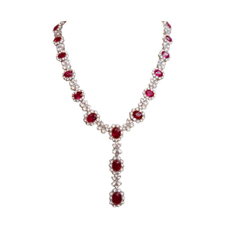83.01 carats platine diamants rubis collier pendentif bijoux de mariée - HarryChadEnt.FR