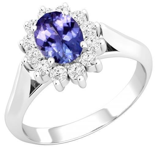 8.25 Carats Tanzanite Avec Diamants Alliance Or Blanc 14K - HarryChadEnt.FR