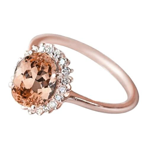 9.50 ct morganite avec diamants bague anniversaire or rose 14k